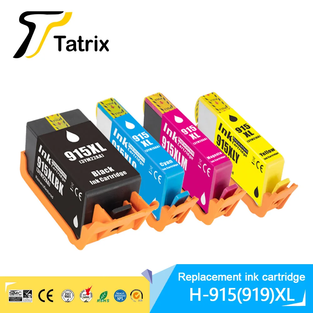 Tatrix for Hp915XL 919XL 915 919 XL Remanufactured Color Inkjet Ink Cartridge for HP OfficeJet Pro 8010 8023 8025 8022 Printer