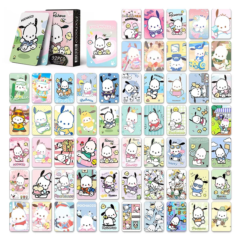 Imagem -03 - Impresso Photocards Coleção Sanrio Pochacco Kuromi Gudetama Kawaii Bookmarks Alta Qualidade Cartão Lomo Presente 92 Pcs por Conjunto hd