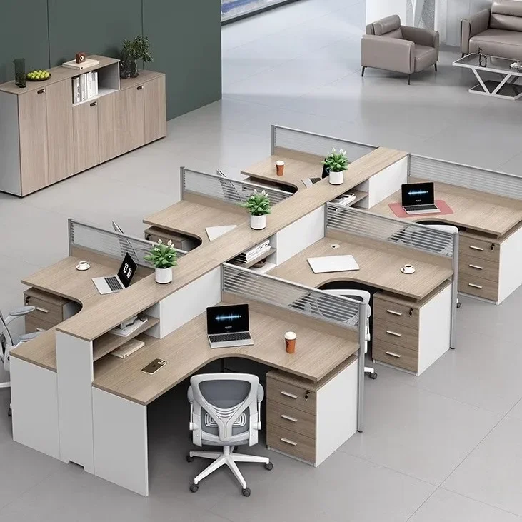 Office Desk And Chair Combination Simple Modern Staff Staff Financial Screen Four Or Six People Desk Office