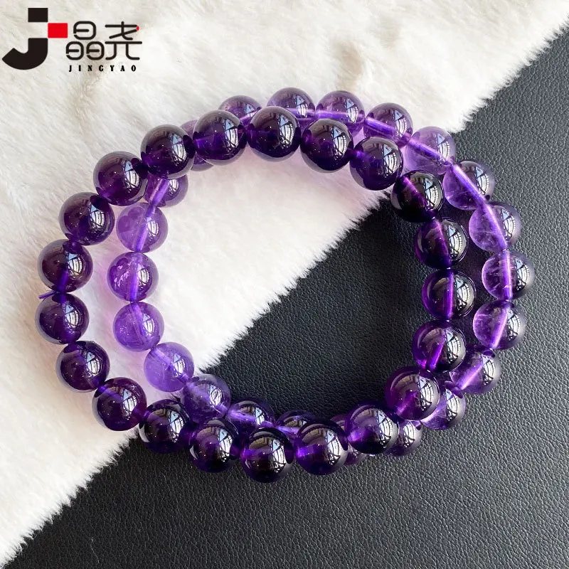 Ice-Permeable Light Purple Uruguay Deep Amethyst Single Circle Bracelet 8mm Female Accessories