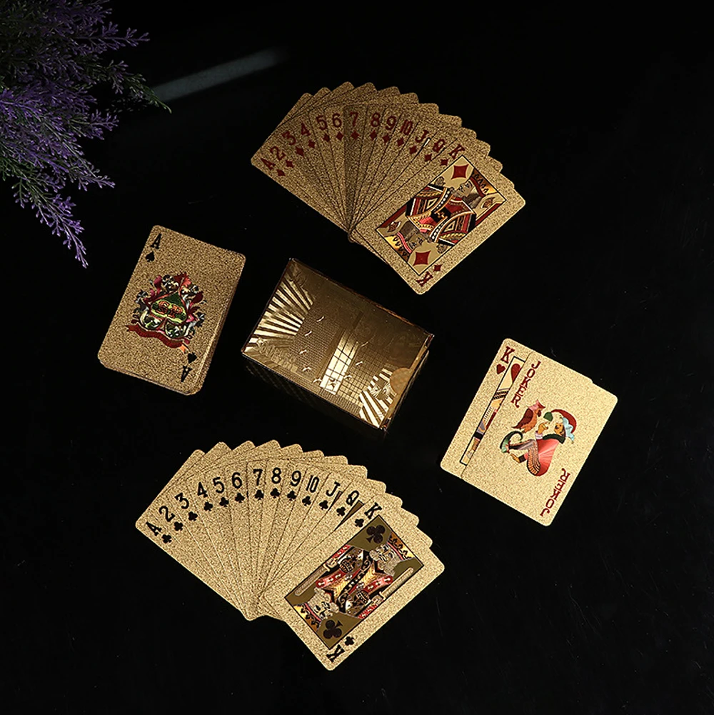 New 24K Gold Playing Cards Plastic Poker Game Deck Foil Pokers Pack Magic Waterproof Card Gift Collection Gambling Board Game