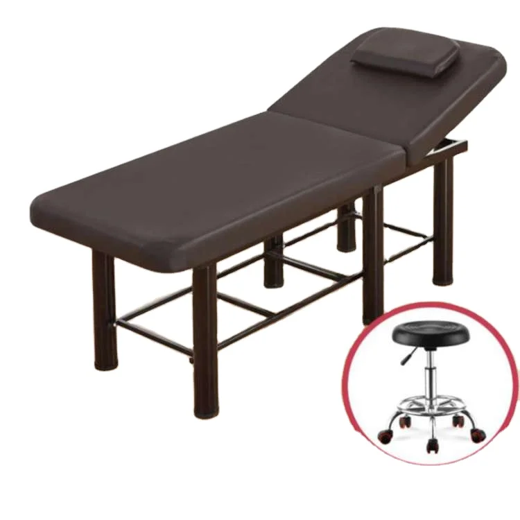 

Professional Massage Table Memory Foam Facial Massage Bed Brown Beauty Bed with Storage