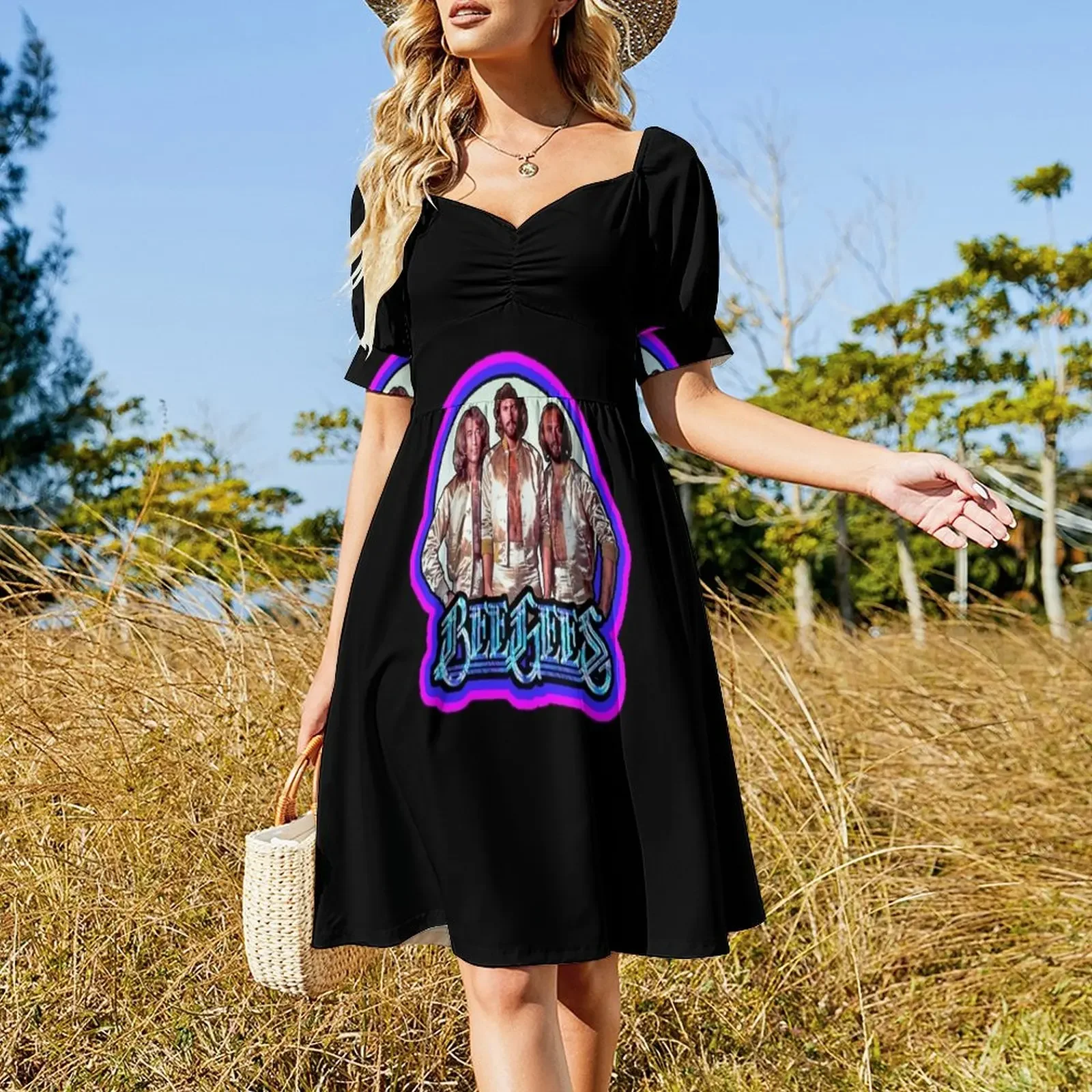 فستان Bee Gees Vintage 1970s الكلاسيكي المتعثر بدون أكمام ملابس نسائية صيفية فستان صيفي للنساء 2025