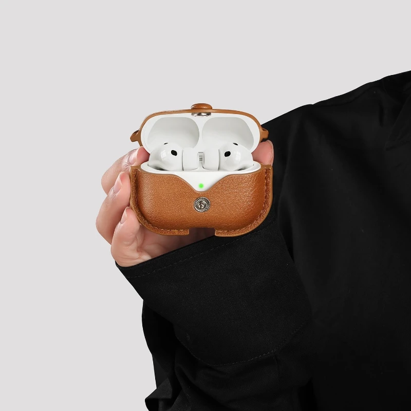 For AirpodsPro3 Case Leather Business Cases for AirPods Pro3 Cover Headset Shell Headphone Funda with Neck Long Lanyard ﻿