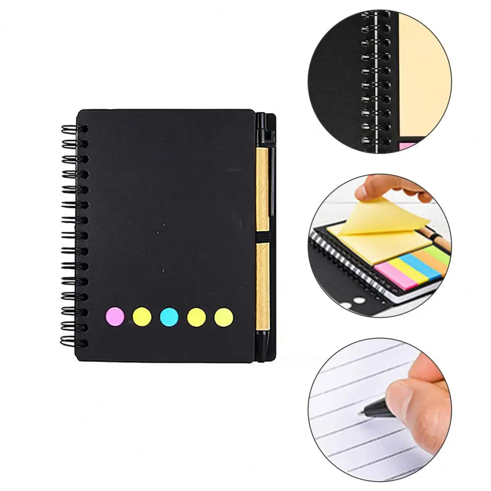 Notebook with Pen Holder Durable Spiral Notebook Set with Coil Pen Sticky Note for Office School Work Convenient Work Notebook