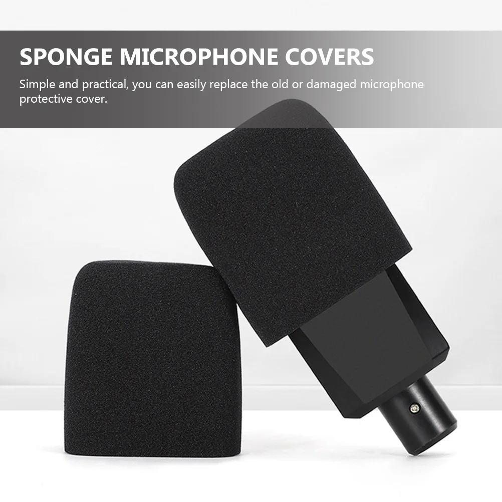 

2Pcs Black Durable Sponge Mic Covers Practical Replacement Microphone Protectors Thickened Dust Covers Universal Ktv Microphone