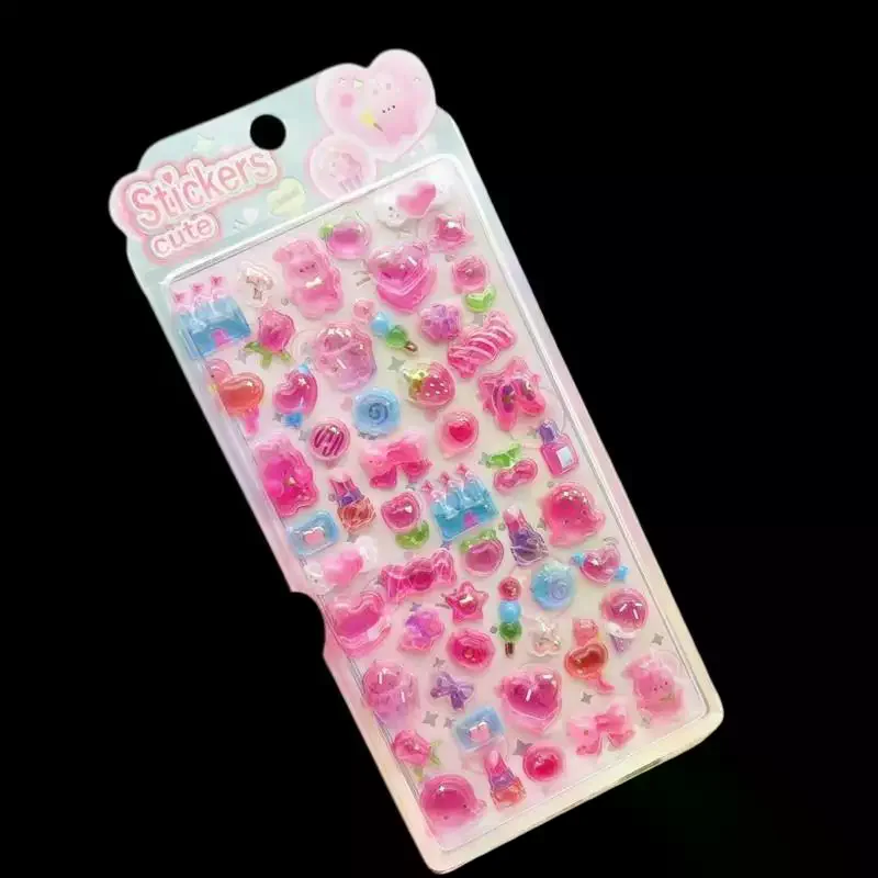 Cartoon Fruit Animals 3D Relief Stickers Cute Aesthetic DIY Stickers for Phone Case Journal Scrapbook Fashion Decor