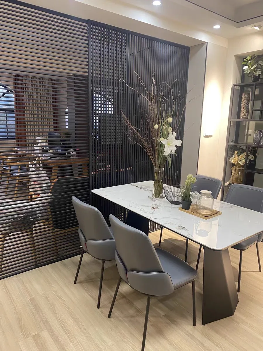 

Customized stainless steel screen lattice customized guest dining room light and luxurious metal partition modern simple