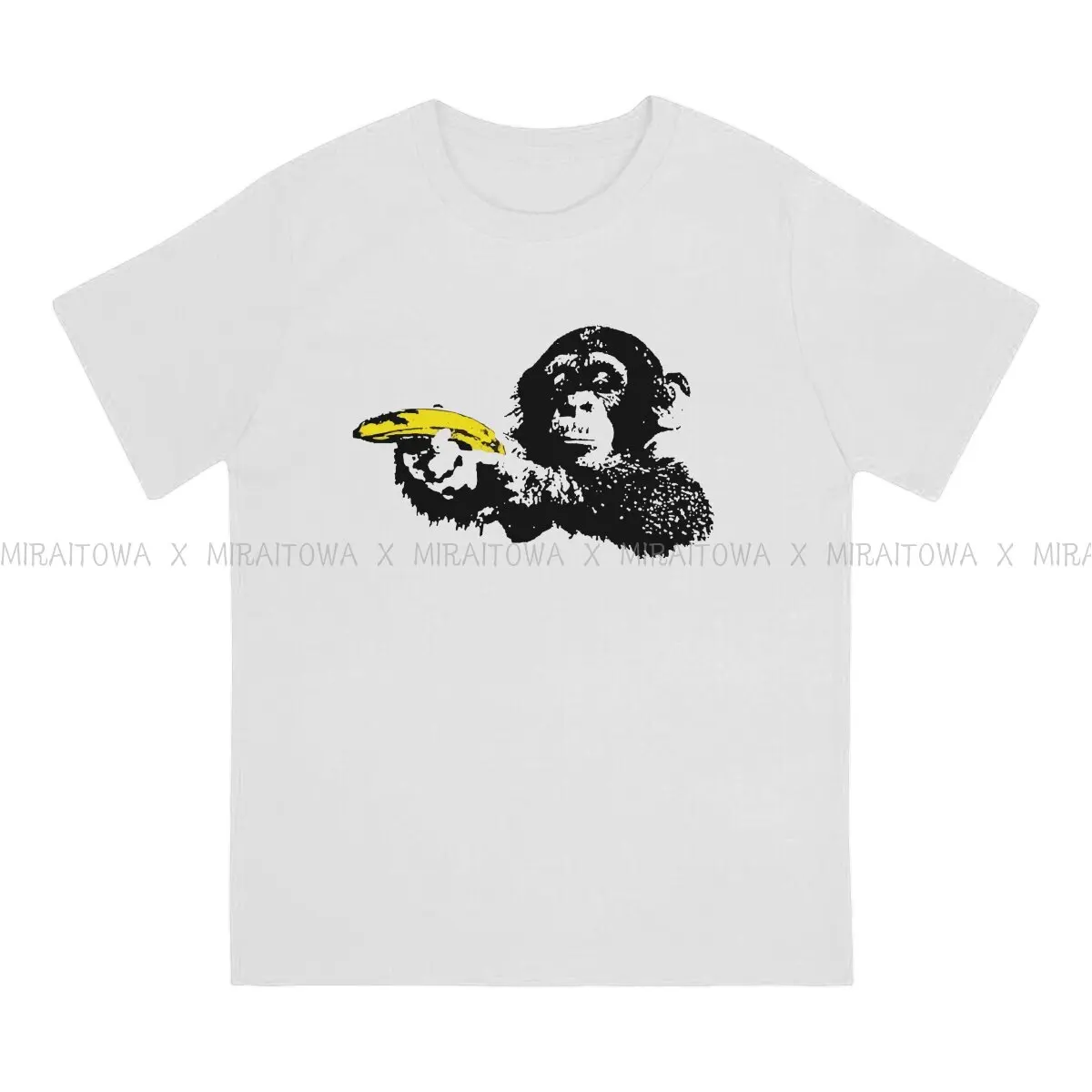 Banana Monkey Banksy Wall Graffiti Men T Shirt Classic Fashion Loose O-Neck TShirt Harajuku Clothing