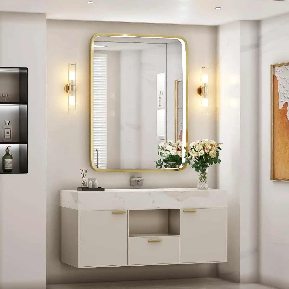 28x36 Inch LED Bathroom Mirror with lights,Wall Mounted Lighted Vanity Mirrors