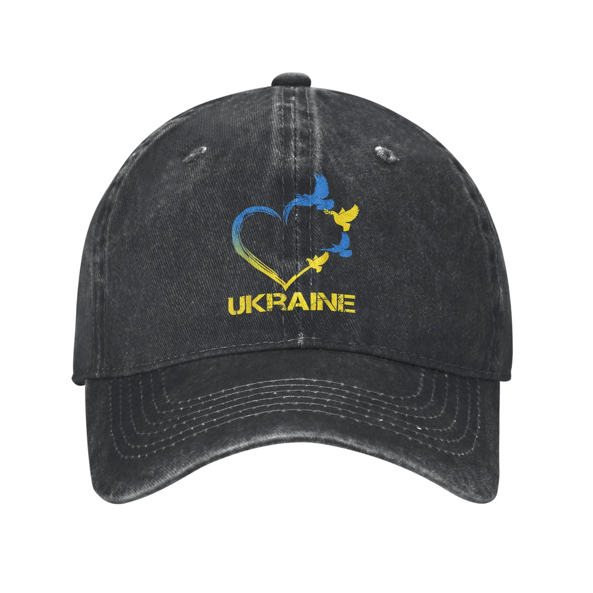 Ukraine Flag Heart Ukrainian Baseball Cap Vintage Distressed Denim  Sun Cap Unisex Outdoor Summer  Travel Adjustable Fit Caps