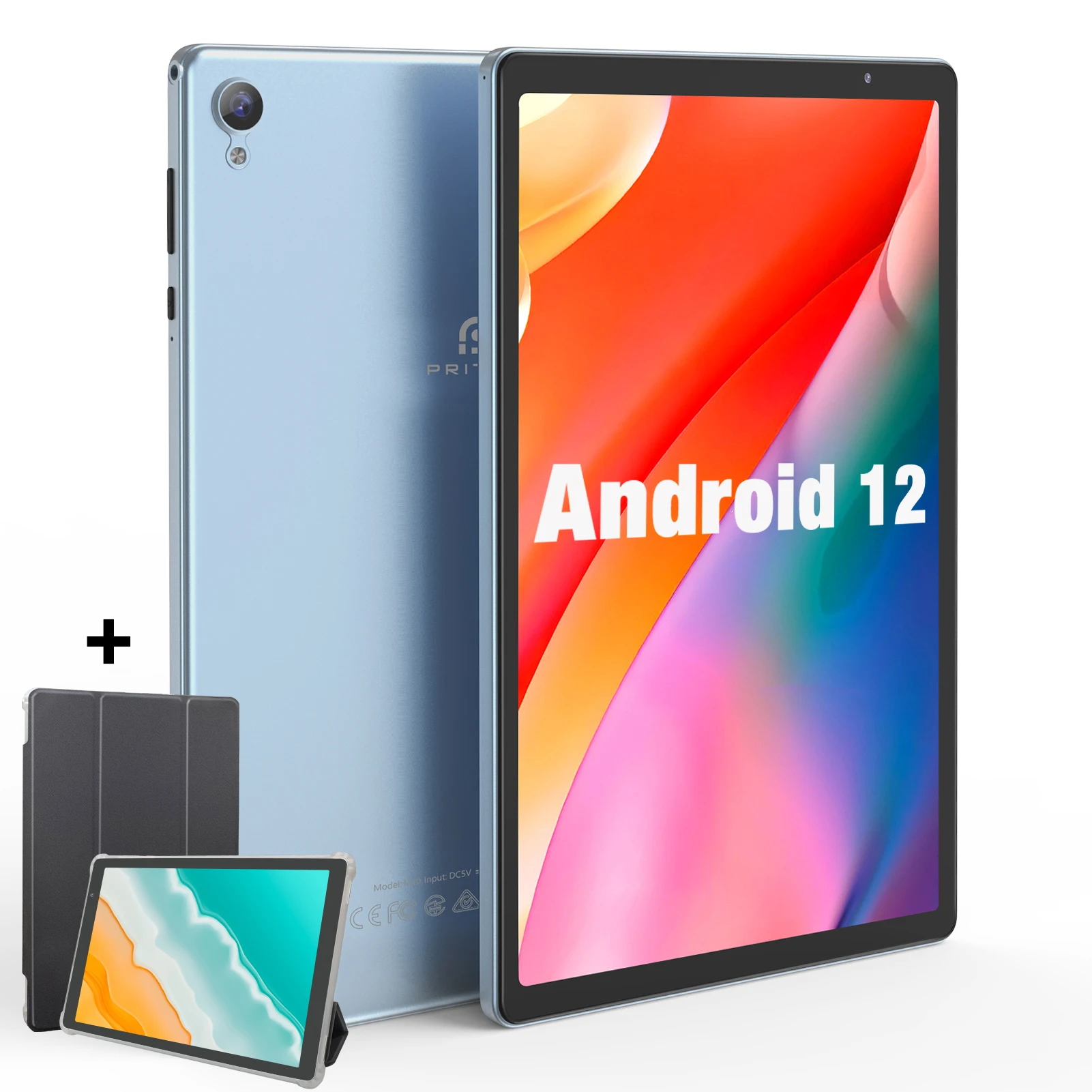 PRITOM Tablet 10 inch Android 14 32GB ROM 512GB uitbreidbaar, 2GB RAM Wi-Fi 6 Tablet PC met 1.6GHz Quad Core CPU, 10.1 inch