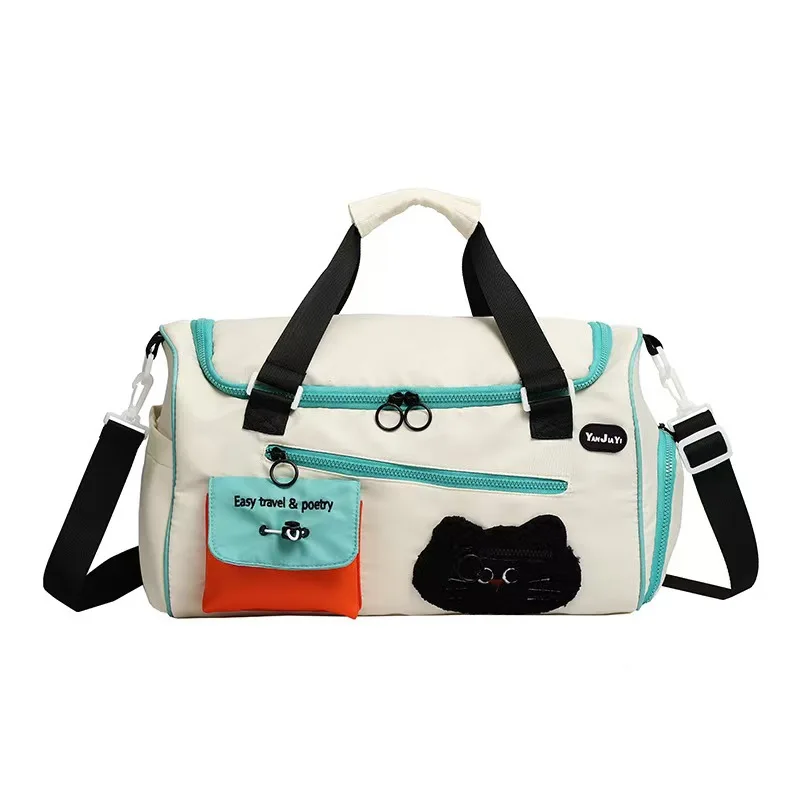 Vibrant Color Block Travel Bag Large Capacity Duffle, Perfect for Short Trips, Gym, Daily Storage Handbag Crossbody Shoulder Bag