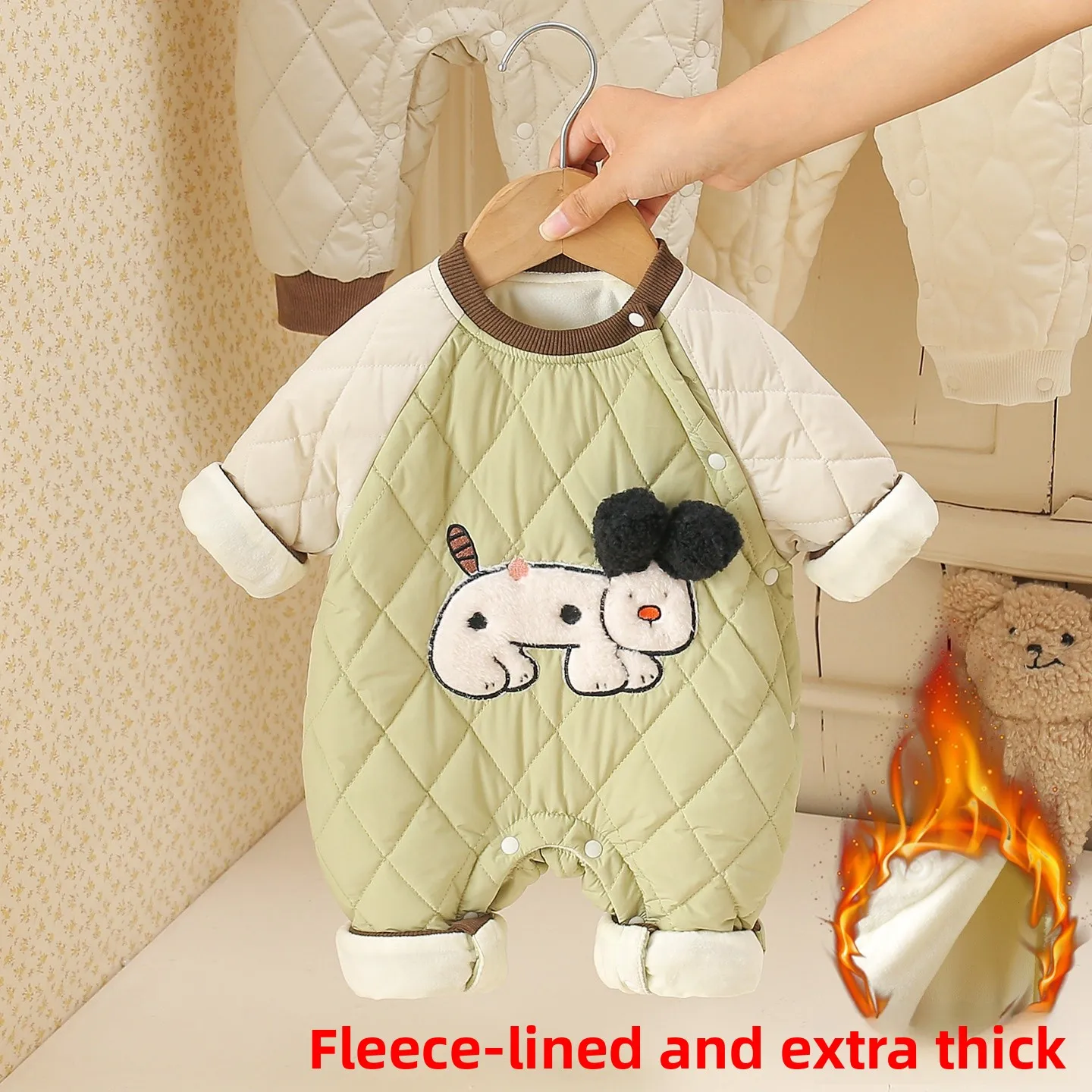 

Thiened Fce Baby Outfit, осенне-зимняя одежда ex Rer, длинные штаны с высокой талией, полиэфирное волокно, верхняя одежда принцессы