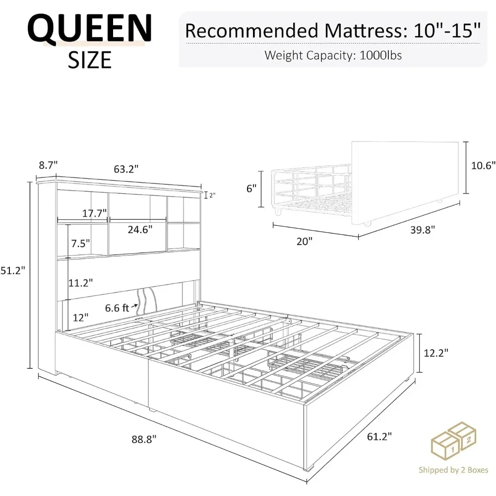 Queen Size Bed Frame with 51.2