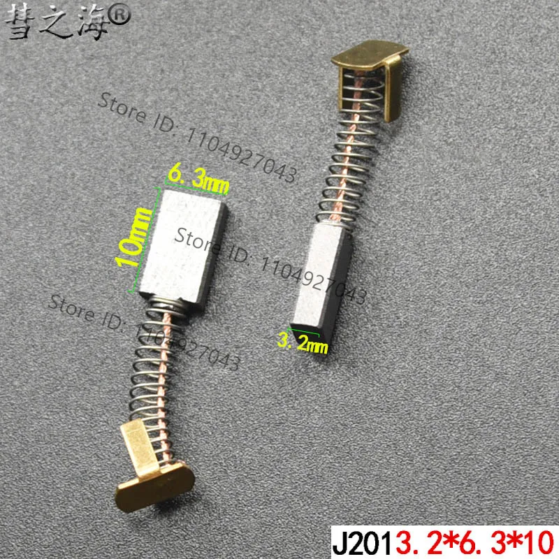 2PC copper-containing DC motor carbon brush 3.2 * 6.3 * 10 general wear-resistant specifications support customization