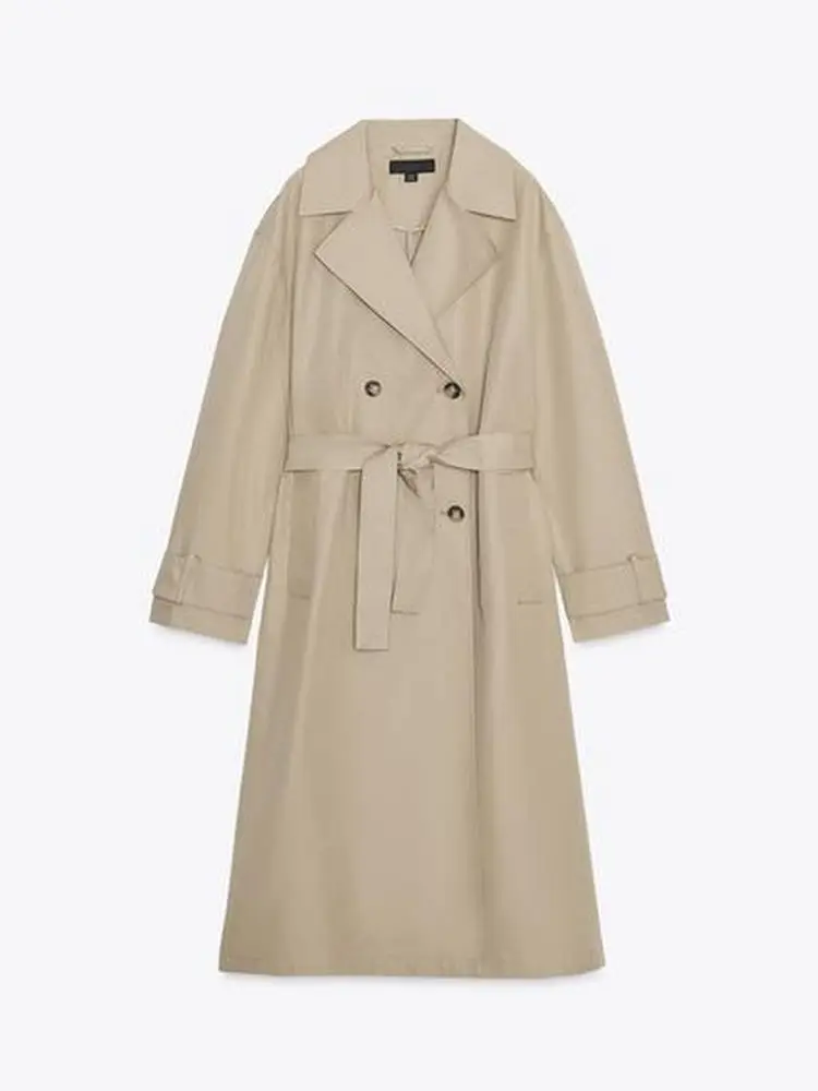 Abrigo cortavientos holgado informal con cinturón y decoración de botones, ropa de abrigo Premium Faion para mujer, novedad de otoño