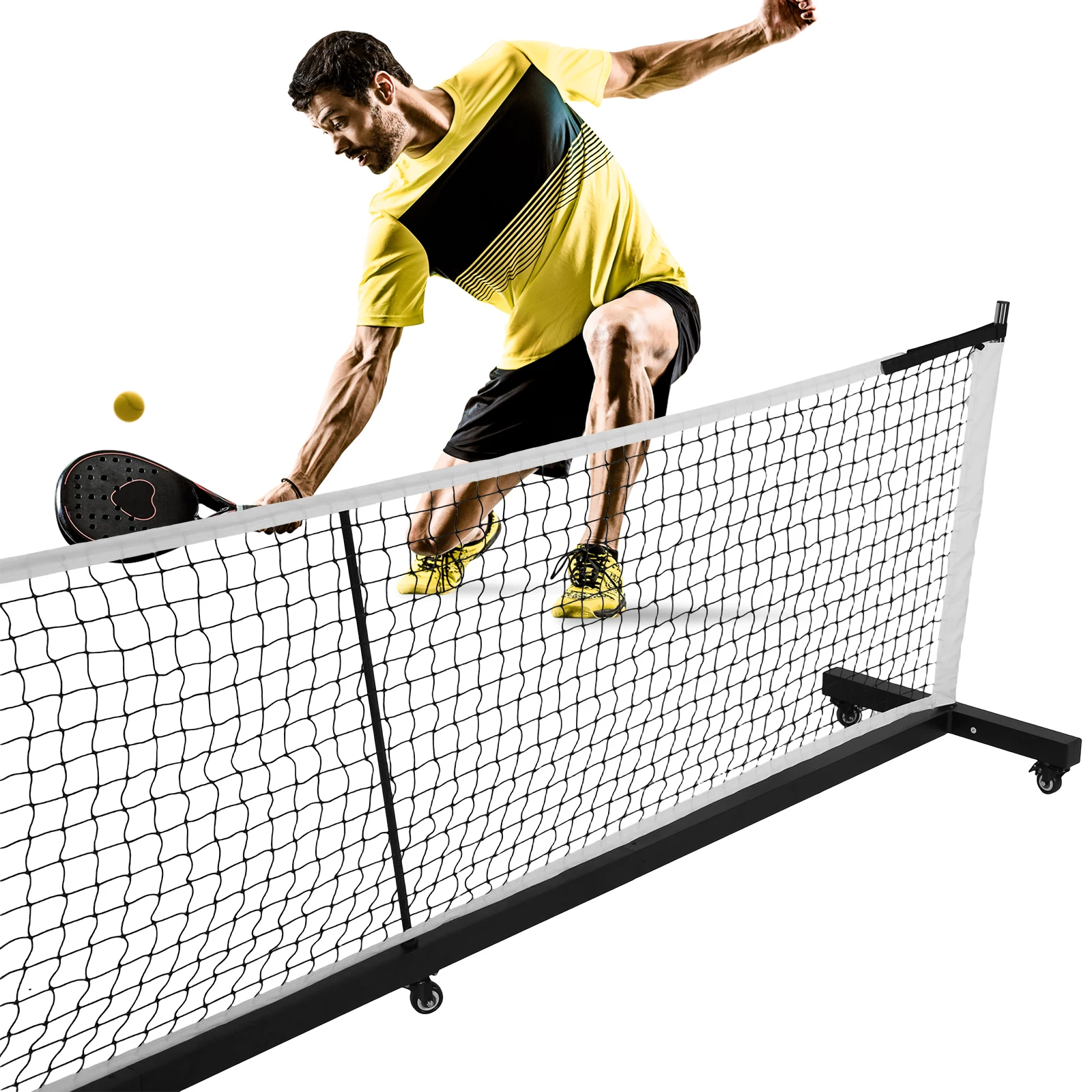 

Aluminum Tube Pickleball Net with Wheels Professional Pickle Ball Game Net Stand 22Ft Lightweight Training Practice Equipment