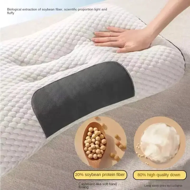 Knitted Cotton Pillow Core Ergonomic Cervical Support Sleep Aid Pillow For s Household Dormitory Students