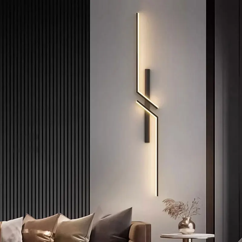 Interior Black Gold LED Wall Lamps for Balcony Bedroom 100cm 80cm 60cm Indoor LED Wall Lights Wall Sconce for Bedside Bedroom