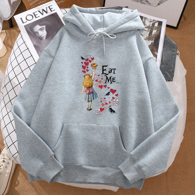 Sudadera con capucha de Alicia en el país de las maravillas para mujer, ropa de calle con estampado de dibujos animados, Tops de moda, ropa de