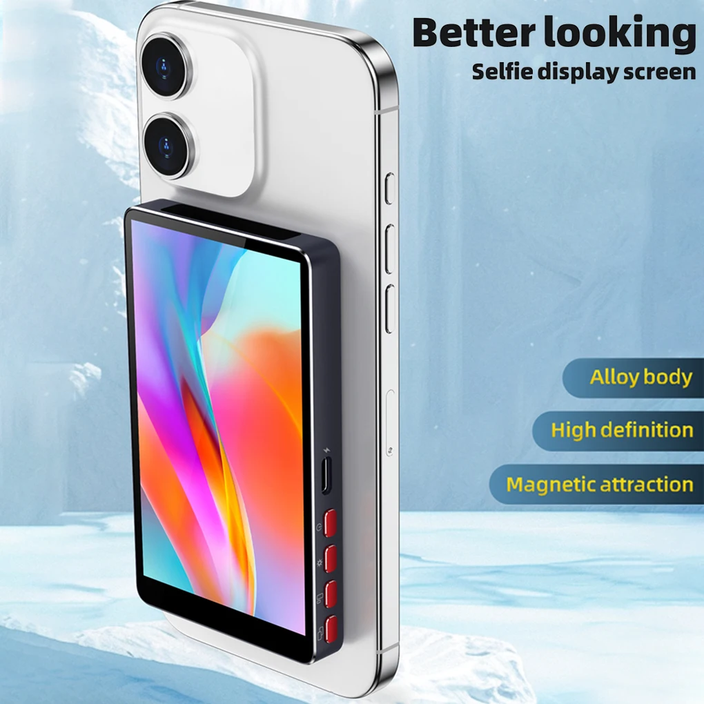 Magnetic HD Display Screen Phone Rear Camera Selfie Monitor 4 Brightness Adjustable Wireless Camera Assist Bluetooth Selfie