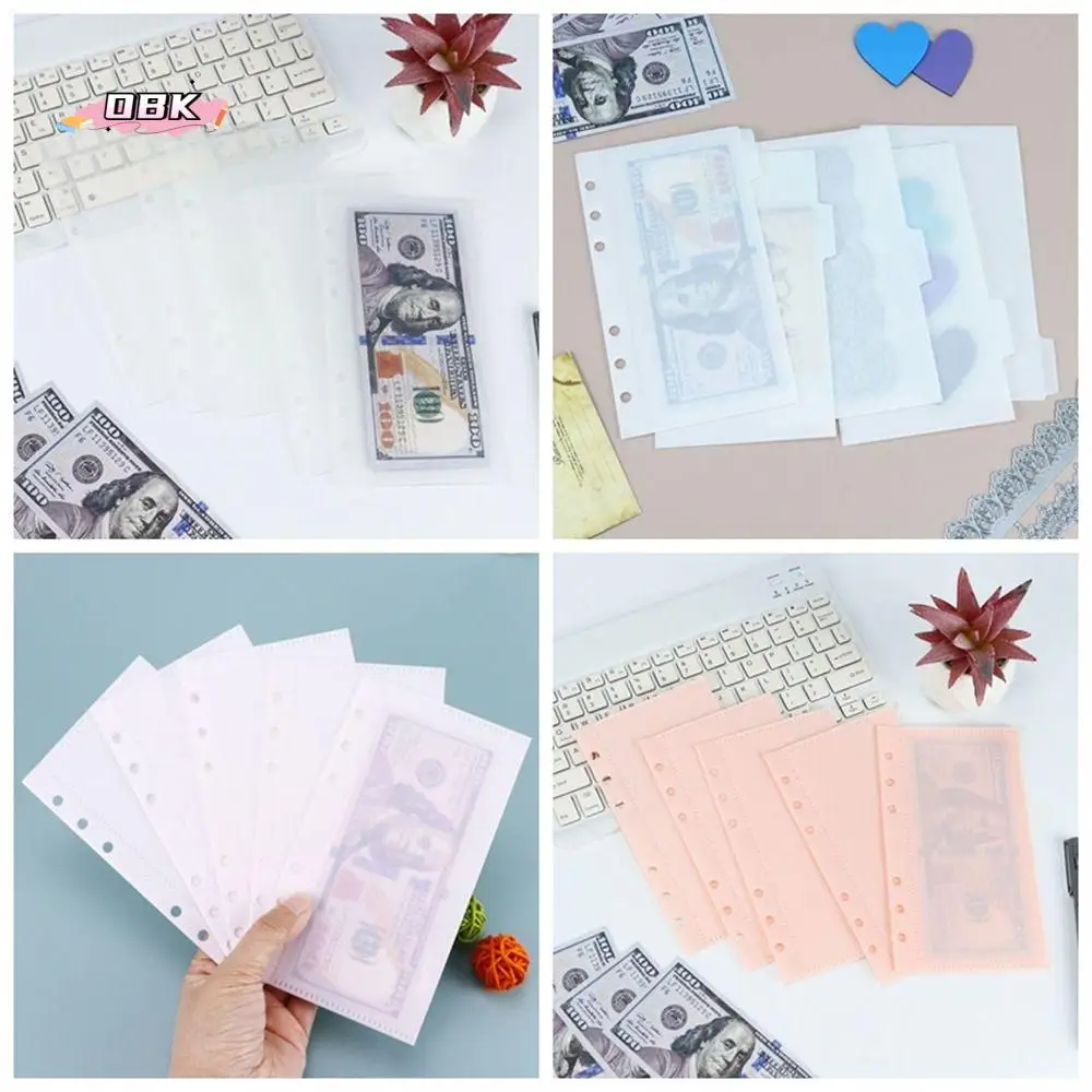 

Document Filing Bag Transparen Binder Pockets 6-Ring Waterproof Notebook Divider Page PVC A6 Binder Folders School Supplies