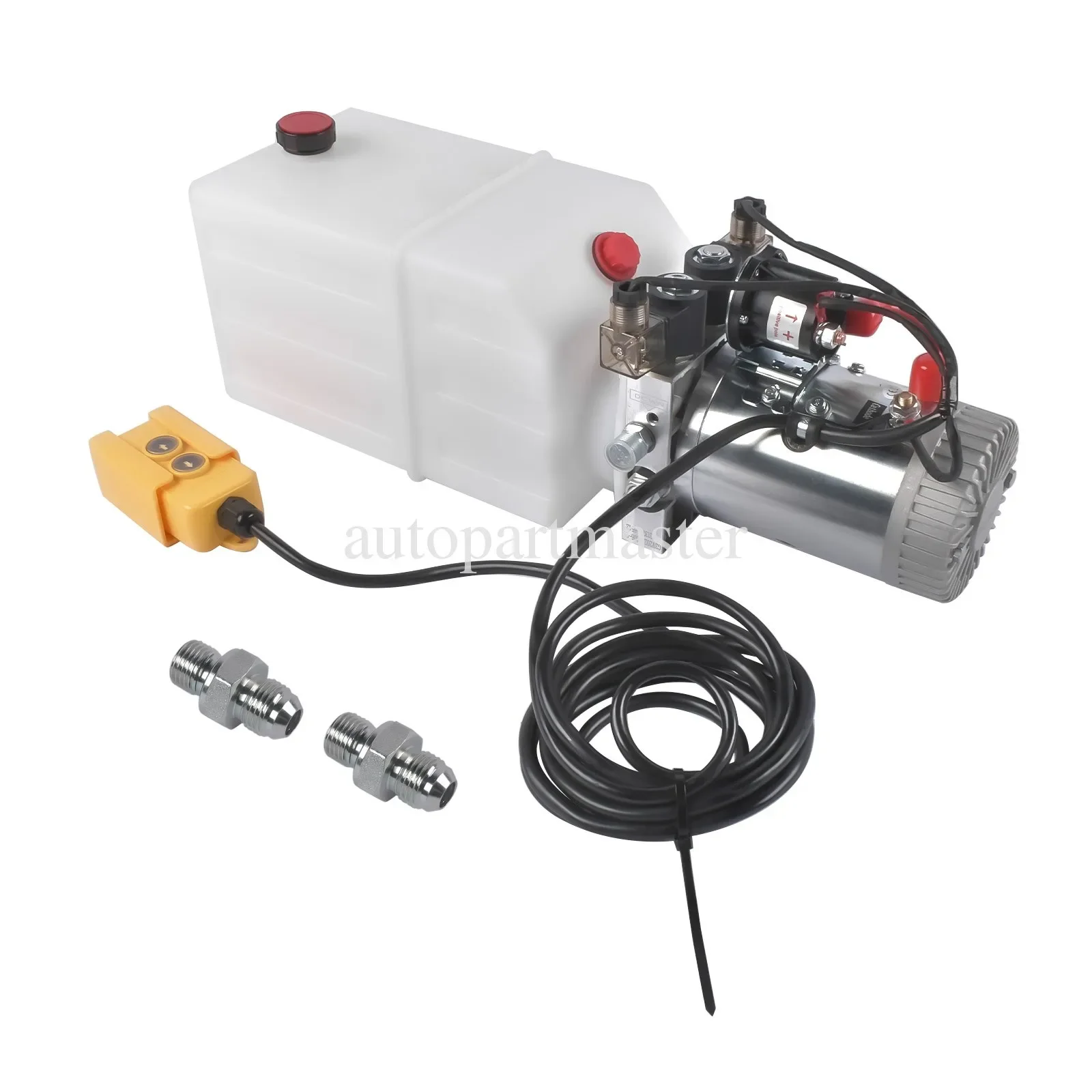 AP03 12V 6Quart Double Acting Hydraulic Pump w/Translucent Reservoir for Dump Trailer