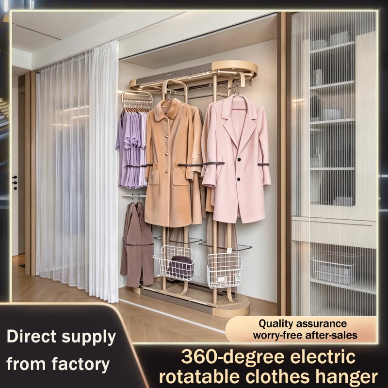 Smart 360 Degree Rotating Clothes Rack Multi-Functional Heavy Duty Corner Wardrobe Metal Floor Standing Hanger Organizer