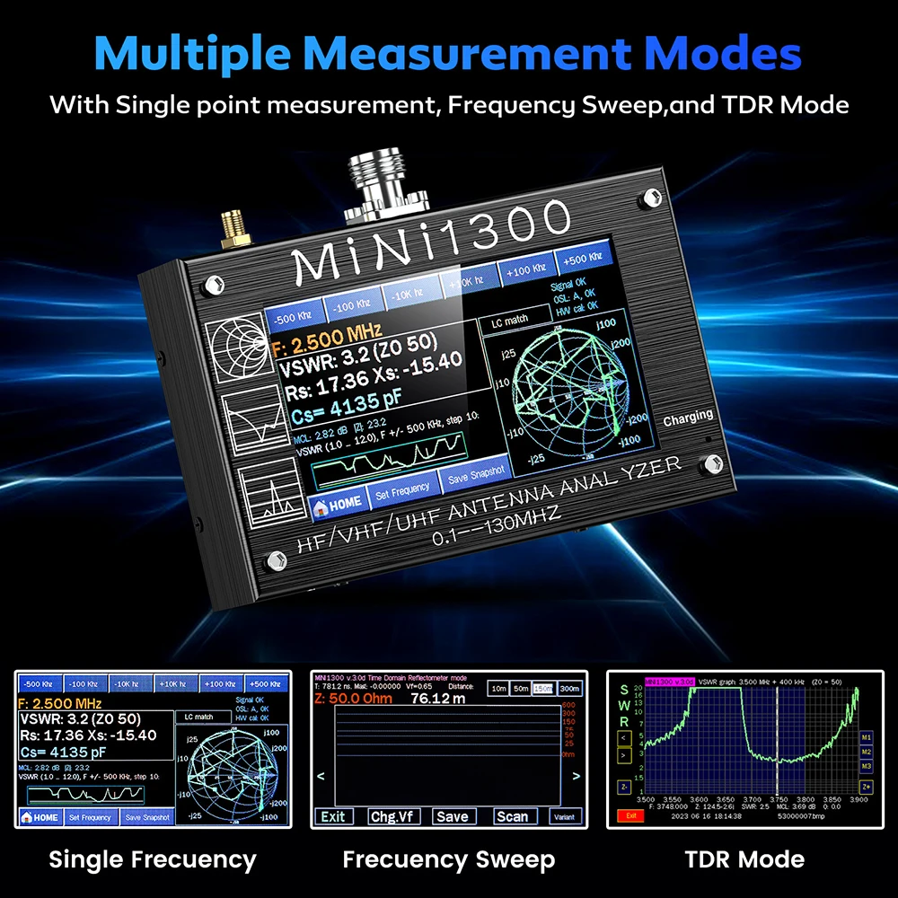 Mini1300 Antenna Analyzer 0.1Mhz~1300MHz with SMA Calibration Kits Vector Network Analyzer Multitester