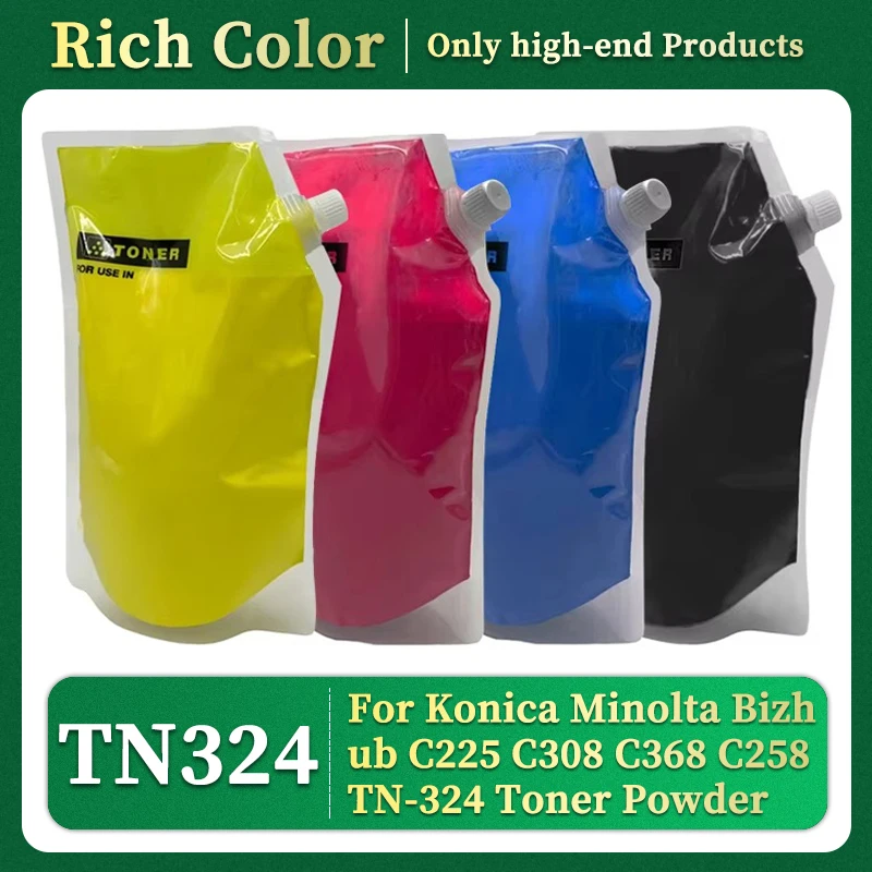 TN324 Compatible Toner Powder 1000g For Konica Minolta Bizhub C225 C308 C368 C258 TN-324 Compatible Copier Refill Toner Powder