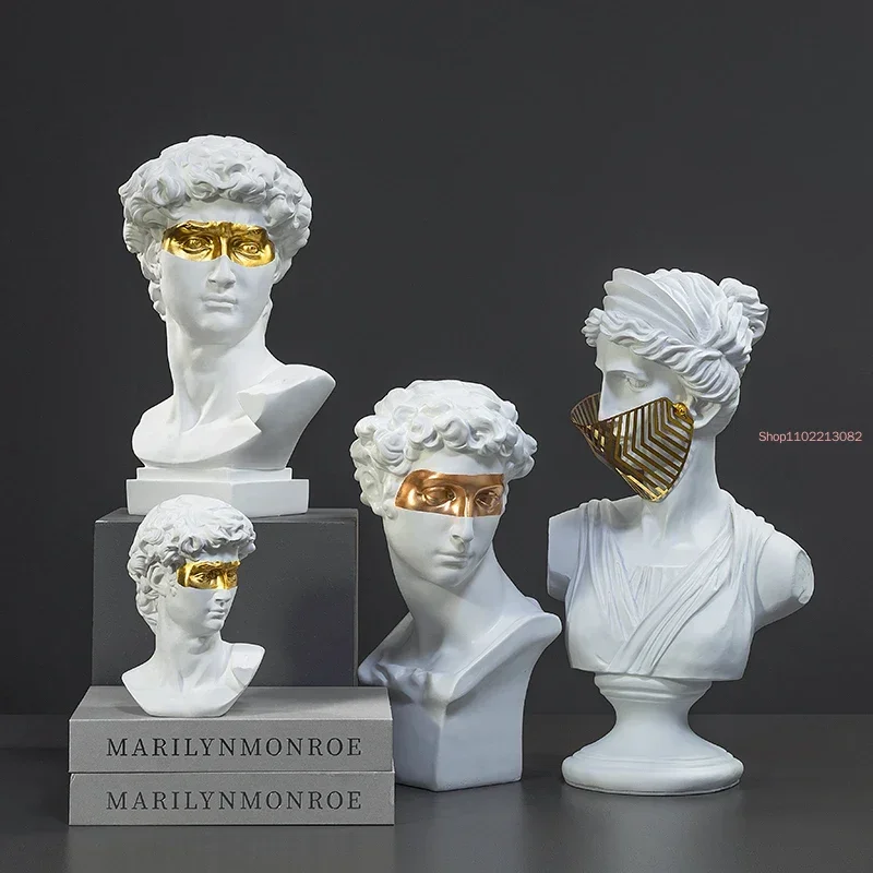 Modern Imitation Plaster Resin David Sculpture Art Bust Portrait Venus Statue Figurines Living Room Furnishings Home Decoration