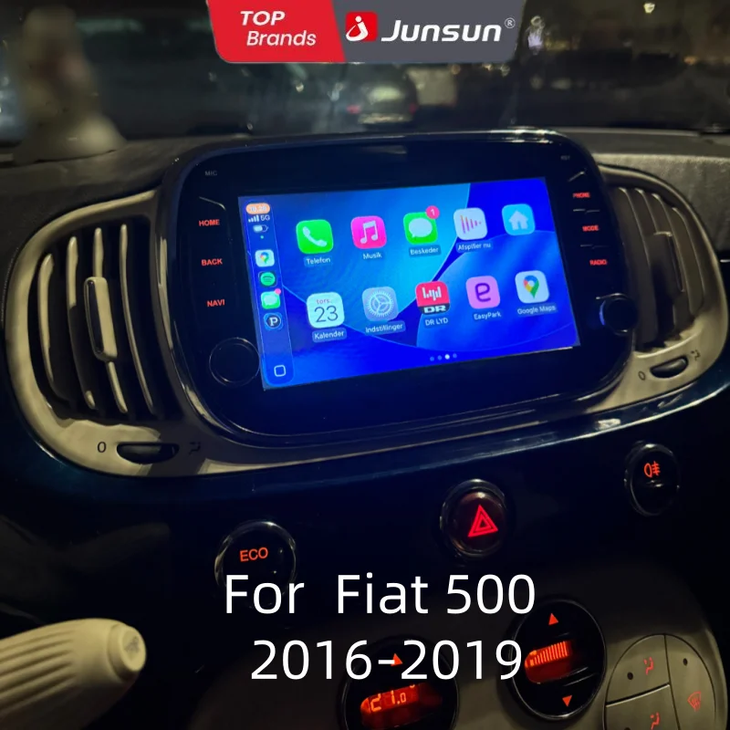 Junsun 7 "lecteur d'autoradio pour FIAT 500 2016 2017 2018 2019 multimédia GPS Navigation Autoradio sans fil Carplay Support DAB