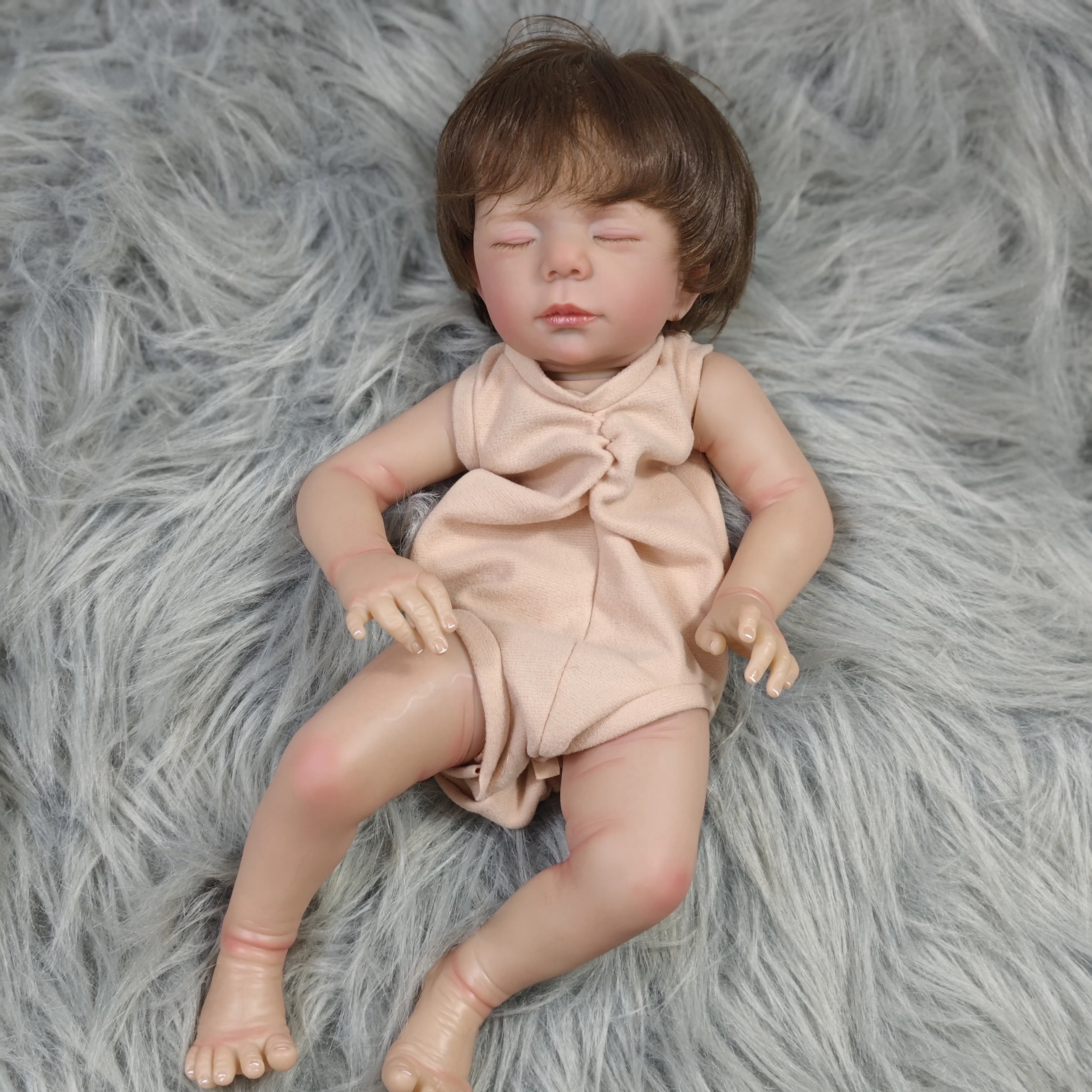 

19-дюймовые уже окрашенные наборы кукол реборн Luise с пересадкой волос, реалистичная 3D окрашенная кожа, видимые вены, виниловая форма ручной работы