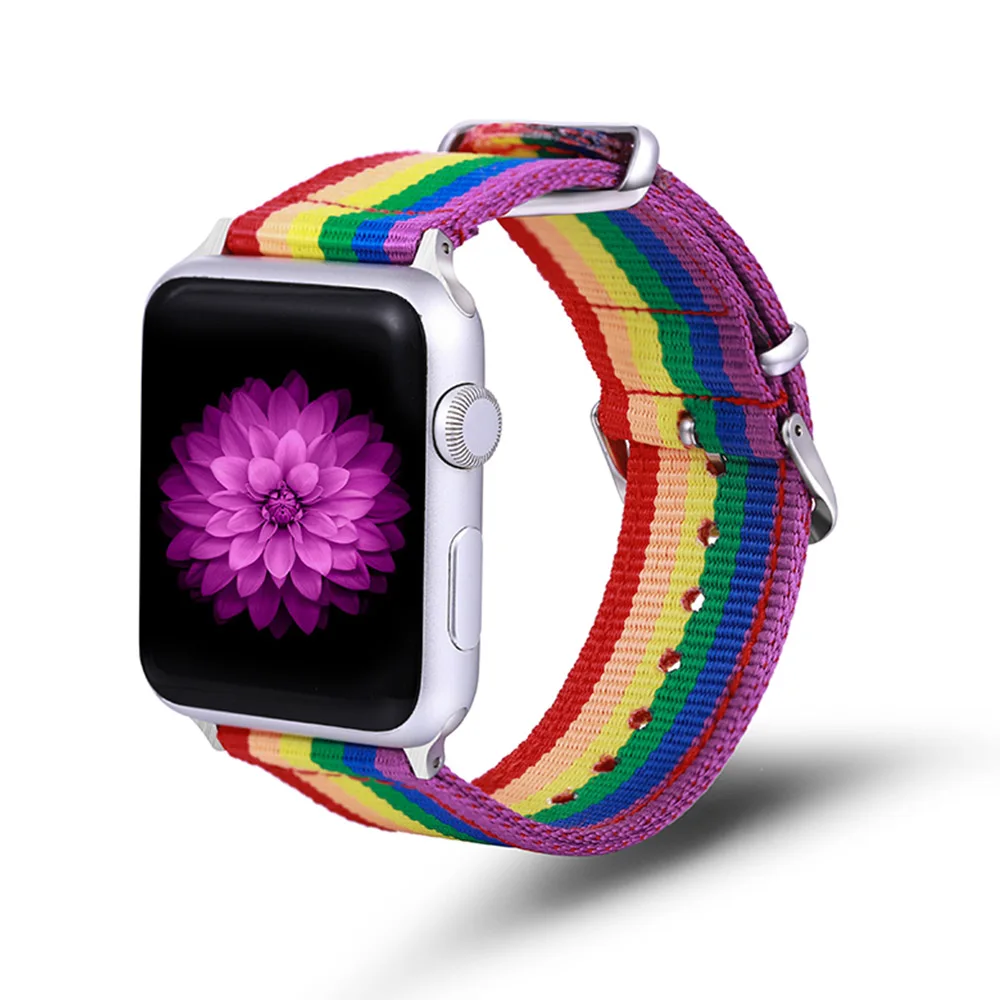 Compatible Apple Watch Rainbow strap Band LGBT group Woven Nylon Wristband  iWatch Series Ultra1/2 38/40/41MM 42/44/45/49MM