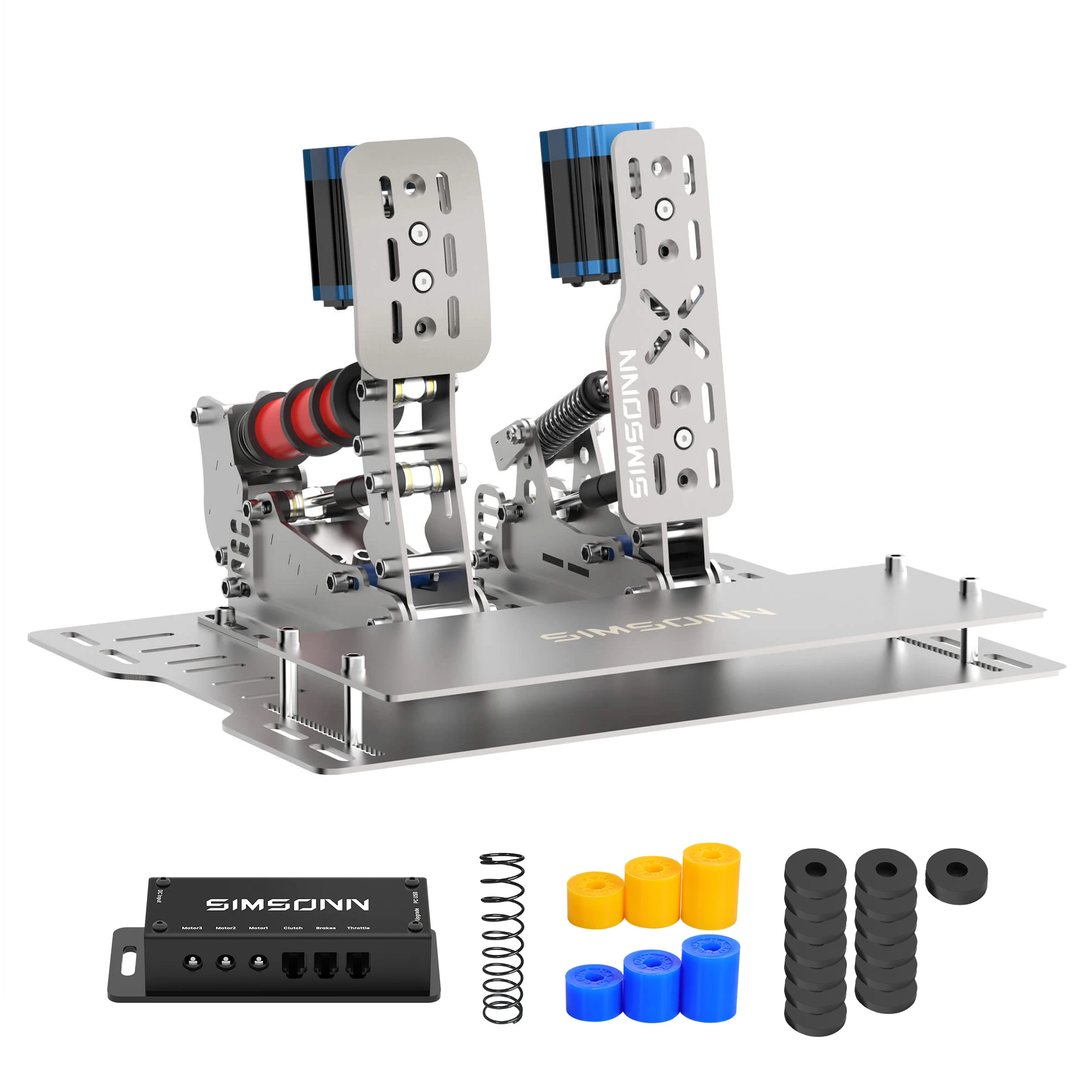 SIMSONN pédales de jeu de course en acier inoxydable de haute qualité couleur noire modèle Plusx simulateur de vol de volant de jeu