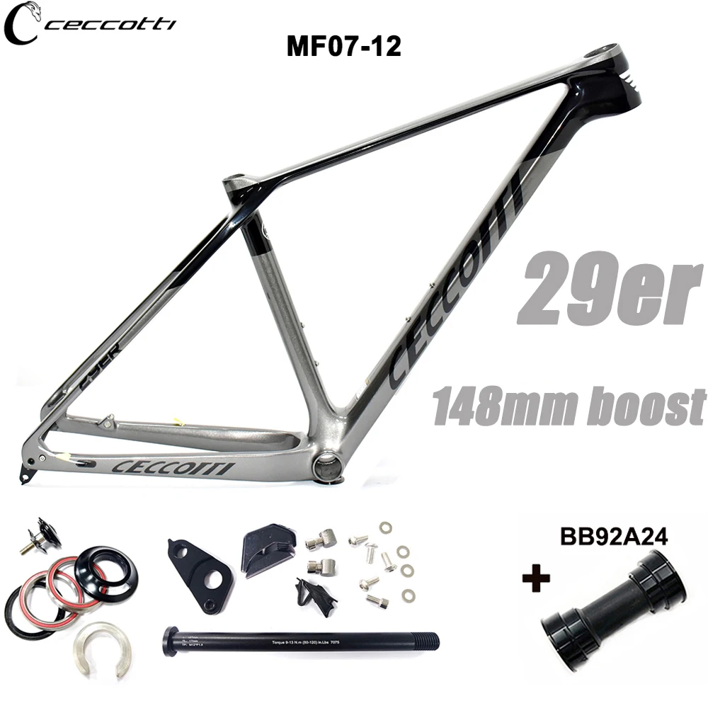 2023 CECCOTTI Carbon Frame 29er  Mountain Bike Hardtail Frames 148*12mm Thru Axle BSA BOOST 29 plus Frameset Cycling Parts