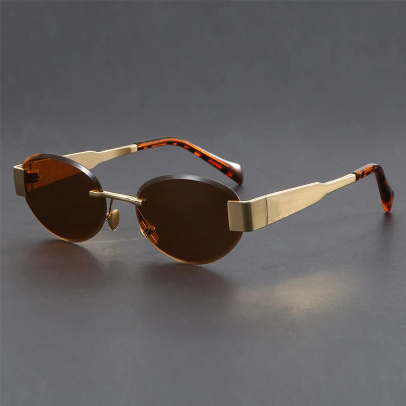 2024 New Oval Sunglasses Classic Small Summer Traveling Rimless Shades Brand Designer UV400 Frameless Sun Glasses Male Female  ﻿ image 2