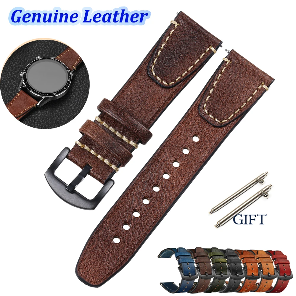 רצועת שעון עור אמיתית רטרו לשעון Seiko Snxs79 לגברים ונשים לשעון Rolex Oyster 18mm 20mm 22mm חגורת מפרק