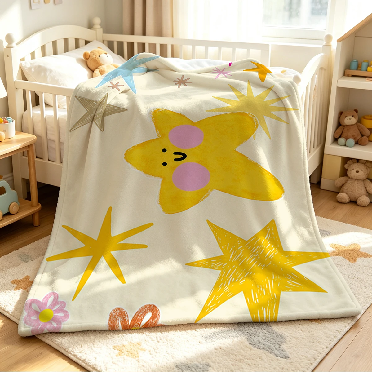 Star Sketch Flannel Blanket Warm Soft Halloween Christmas Couch Warm Cozy Decorative Decor Gift for All Season