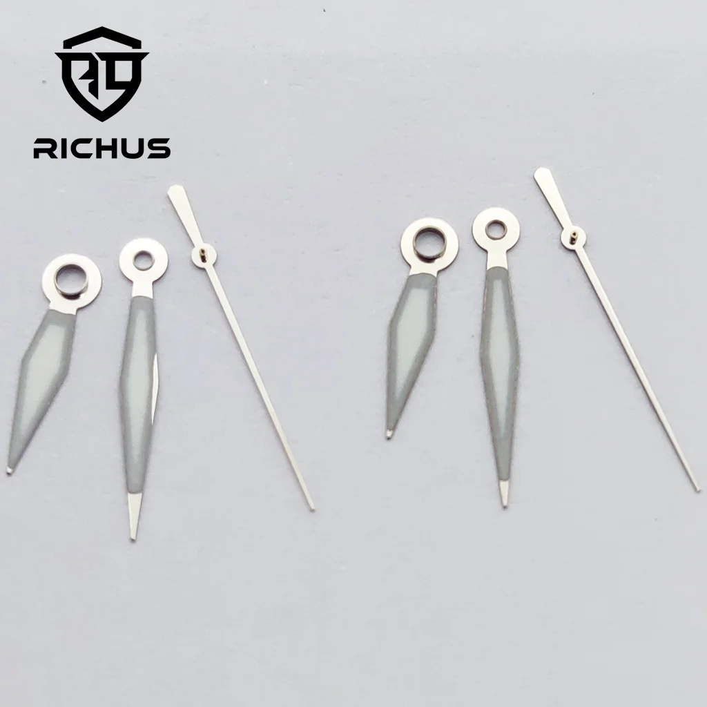 RICHUS 실버 브라운 시계 바늘 녹색 야광 NH34 NH35 NH36 무브먼트 시계 액세서리