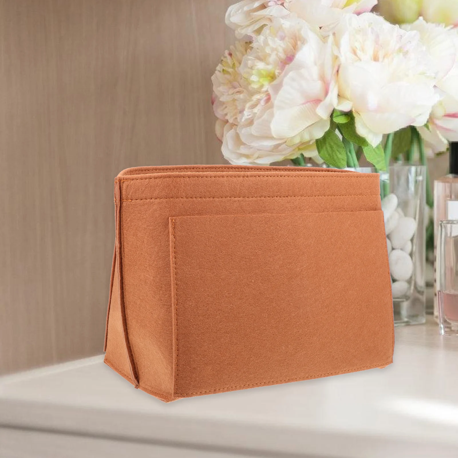 

Felt Bag Purse Organizer Medium Camel Small Pouches for Tote Handbag Accessories Long Lasting Storage Solution Durable