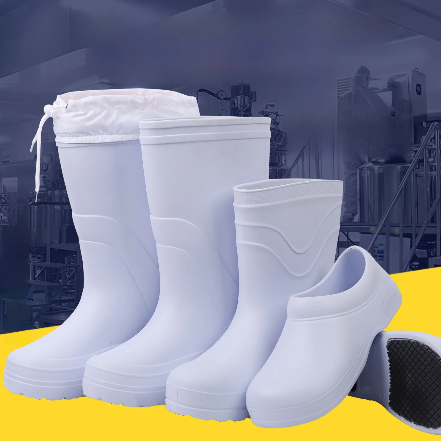 EVA Foam Rain Boots Cotton Lined High-Tube Waterproof Men's Kitchen Non-Slip Oil Resistant Food Boots Home Protective Shoes