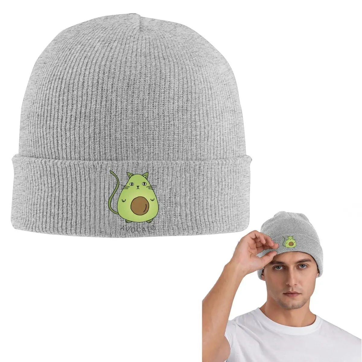 

Авокадор забавный милый кот авокадо теплая вязаная шапка модная шапка-капот осень-зима уличные шапки шапки для взрослых унисекс