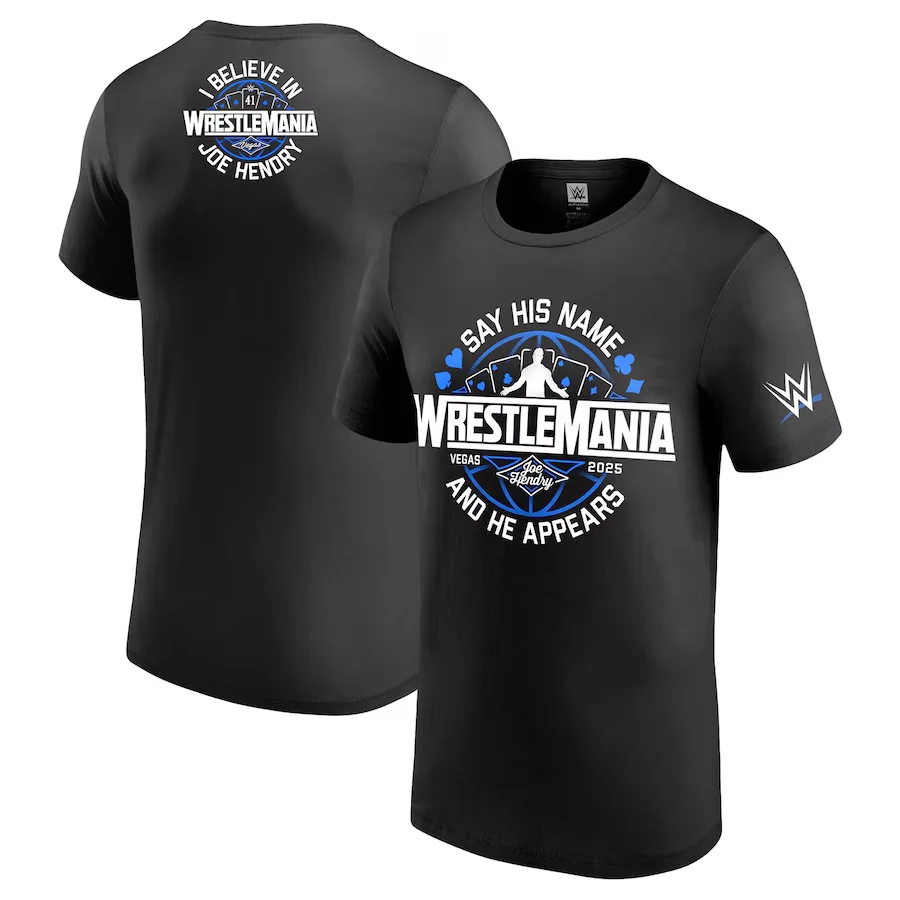 

Черная мужская футболка с логотипом WWE Joe Hendry WrestleMania 41, черная