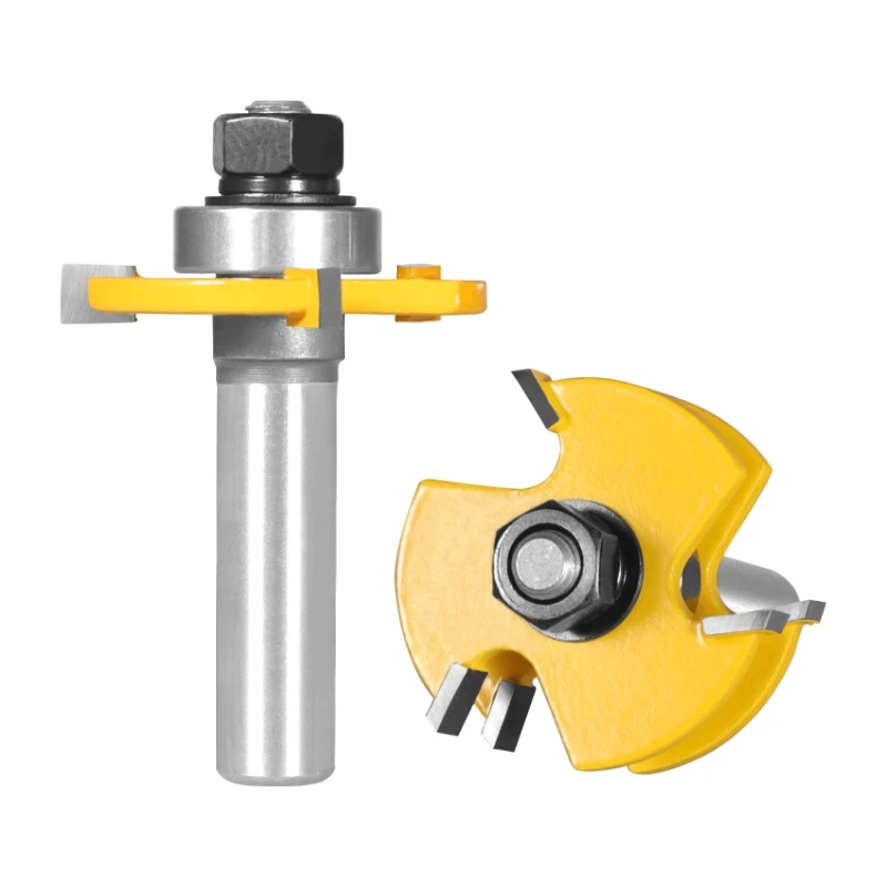 NXWIND 2PCS 6/8/12/6.35/12.7MM Shank 47MM T&G ASSEMBLY Cutter Router Bit Woodworking Milling Cutter For Wood Face Mill