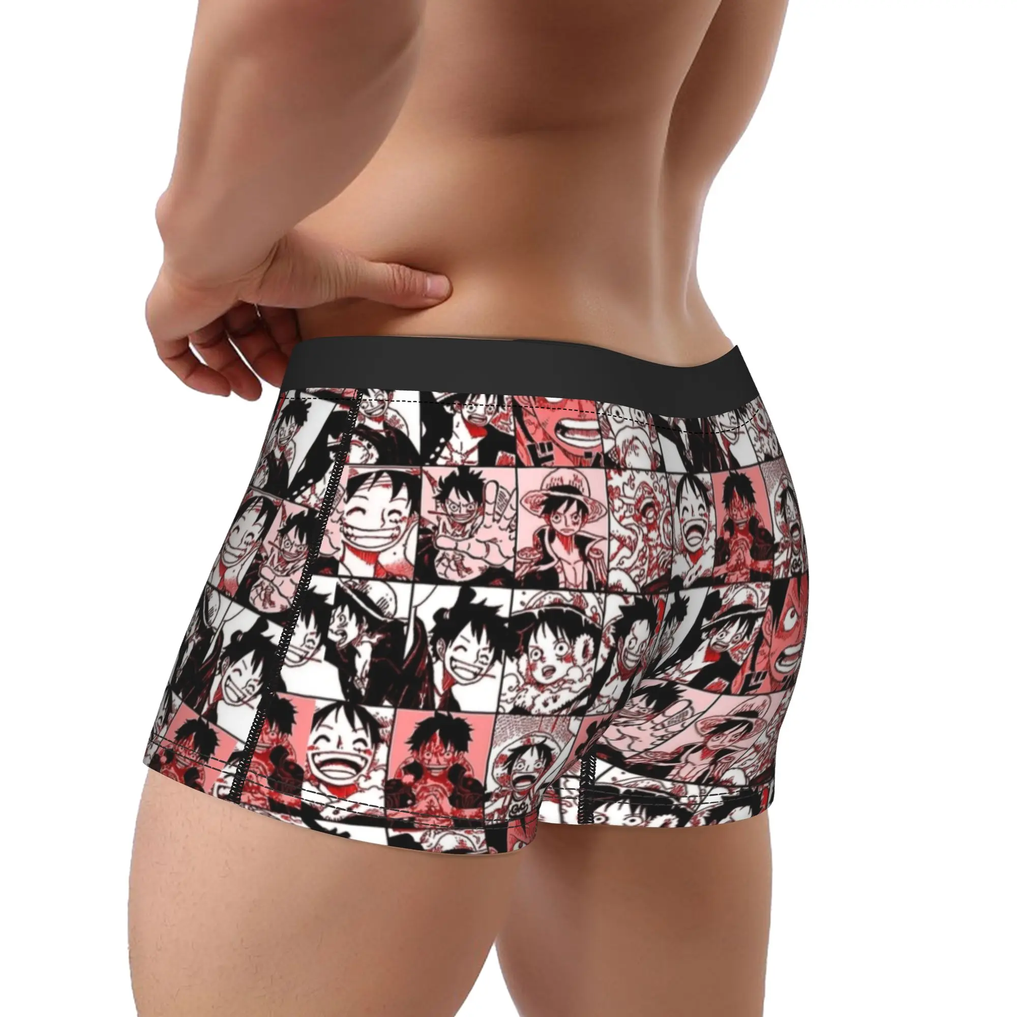 Men Japanese Anime Underwear One Piece Pieces Japan Manga Funny Boxer Briefs Shorts Panties Homme Breathable Underpants M-XXL