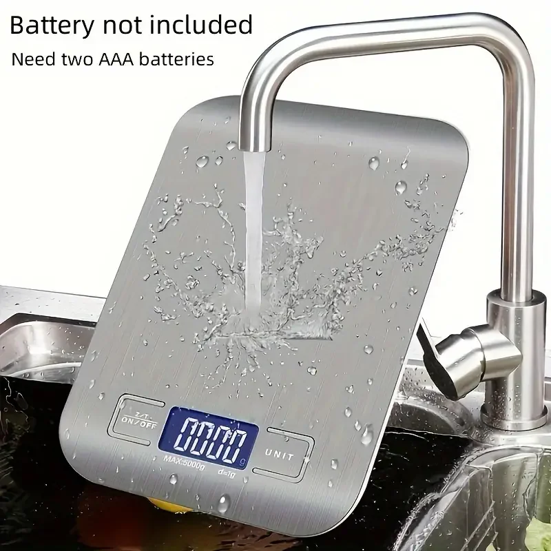 Báscula electrónica Digital de acero inoxidable para cocina, balanza de plataforma pequeña portátil con pantalla LCD, carga USB, 5/10KG