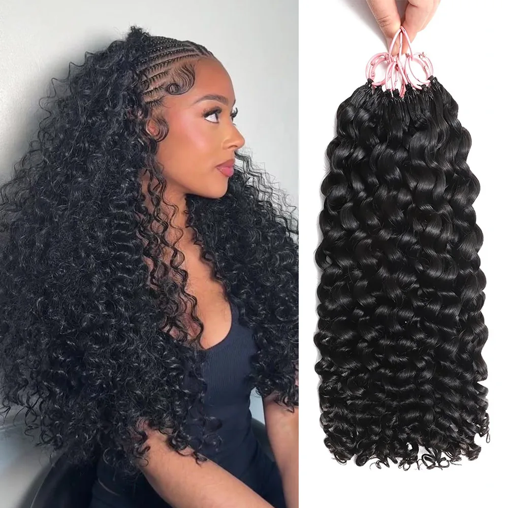 100% Human Hair Feather Crochet Hair 16A Water Wave Miracle Knots Human Crochet Hair Curly Knotless Braiding Raw Hair Extensions