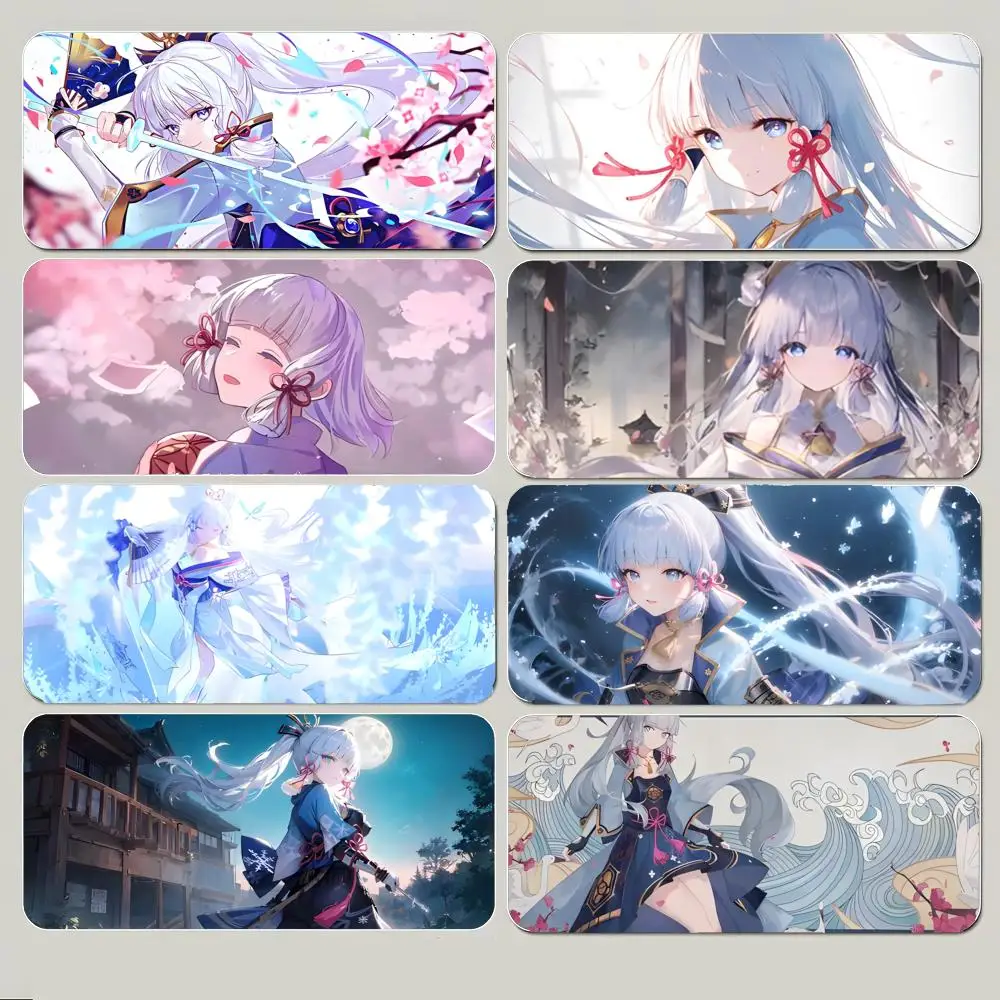 Beautiful Cute Game Genshin Impact Kamisato Ayaka Mouse Pad Large Gaming Mousepad with Thick Stitched Edge Non-Slip Desk Mat